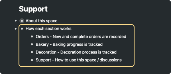 Screenshot showing the ''How each section works" section