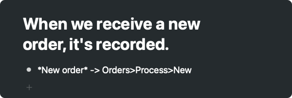Screenshot showing information flow when an order is received