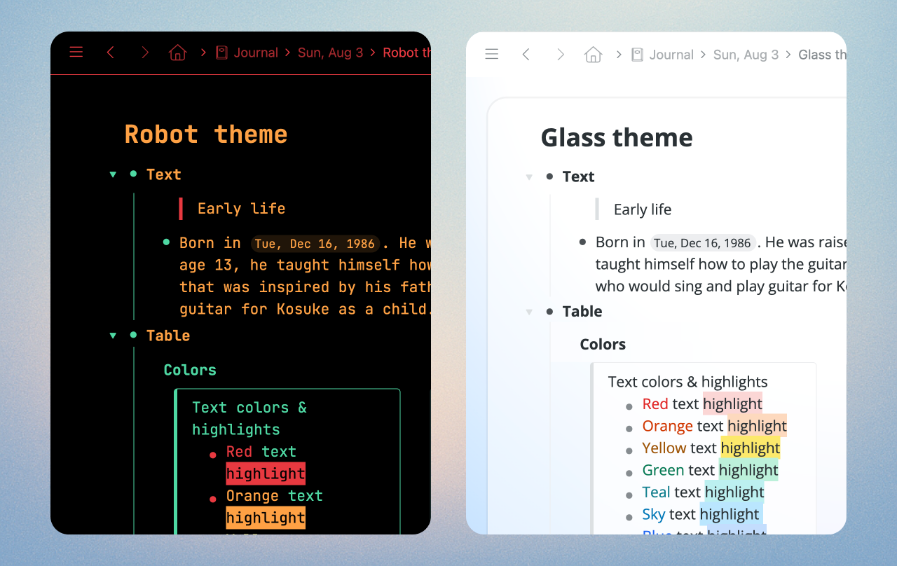 Robot and Glass Themes